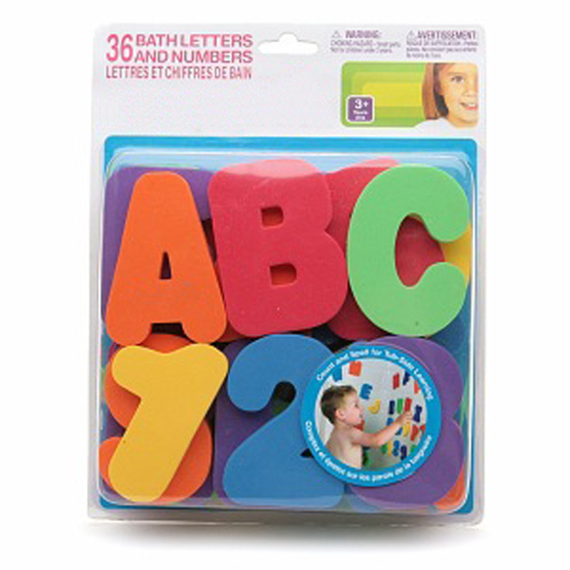 Letters and numbers play in water for bath