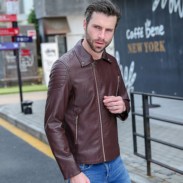 Lapel fashion leisure motorcycle Pu plush leather jacket