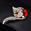 Cute high-end brooch, crystal lapel pin, pin, jacket, accessory, Japanese and Korean, cat's eye