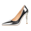 European and American fashion sexy metal heel women’s shoes thin heel high heel shallow mouth pointed patent leather sin