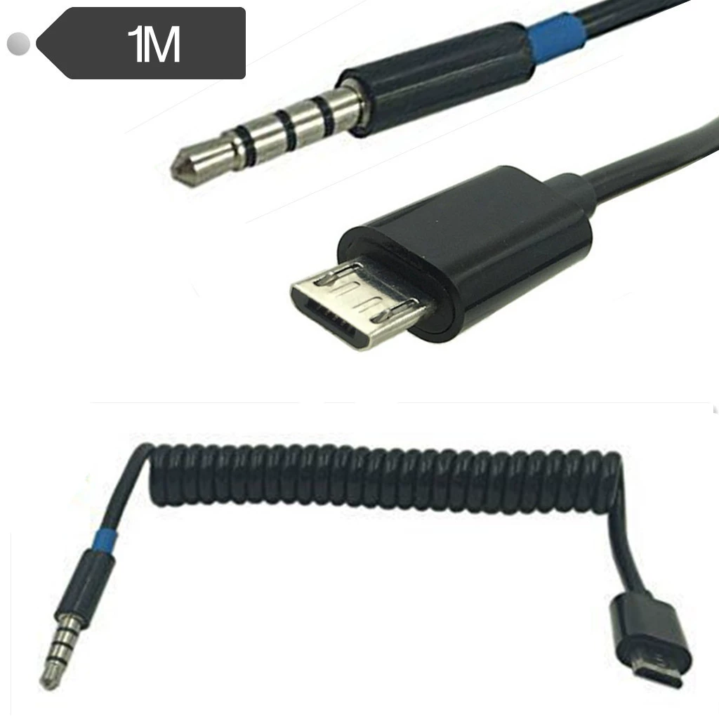 Extending spring line system mobile audio connection line USB AM to DC3.5 3 pole 1 meter