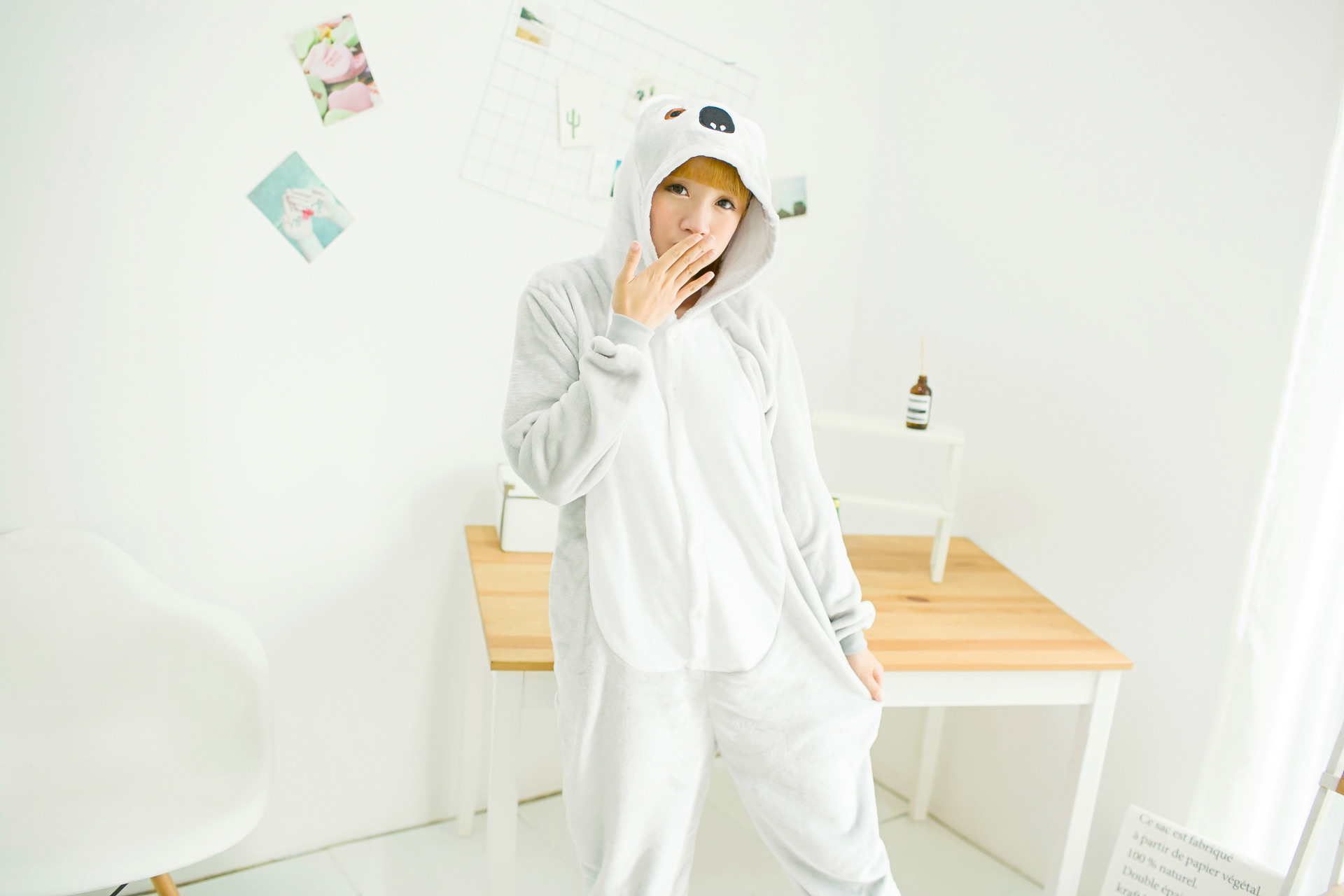 Cartoon Koala footed pajama animal winter autumn Flannel Gray lovers Costumes cosplay sleeper