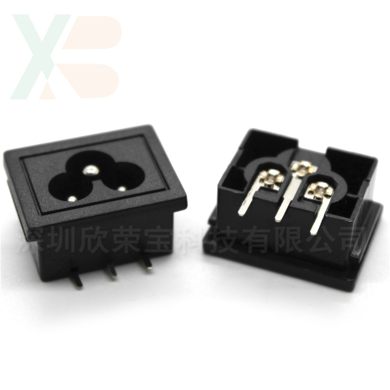 AC电源插座 梅花座插座 IEC三极插座 190-2.0A三芯插座全铜待认证