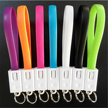 锁匙扣数据线 安卓TYPE-C锁扣线 彩色面条线创意礼品厂家