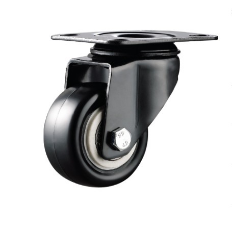 2寸黑支架白芯黑色双轴PU万向 聚氨酯金钻静音家具脚轮兴锋XFXS