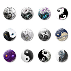Alibaba.com hot-selling eBay Yang and Yin Tai Chi series light gemstone magnetic glass fridge magnet 25mm custom image