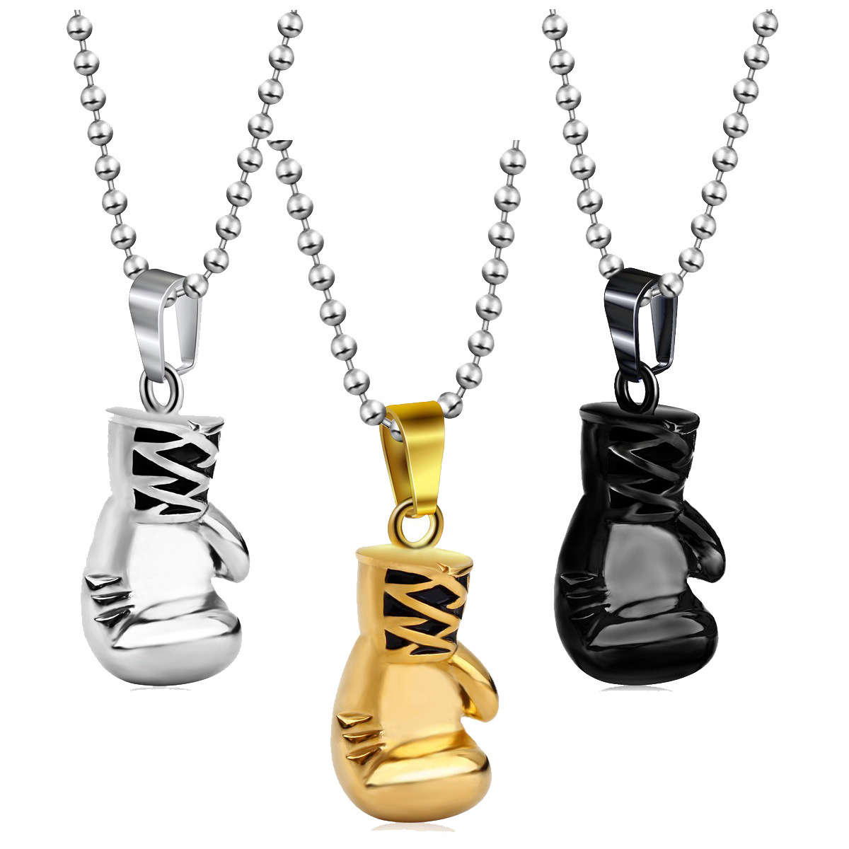 Boxing Gloves Titanium Steel Pendant Necklace Men's Boxing Gloves Fitness Sports Stainless Steel Jewelry Wholesale Nihaojewelry display picture 2