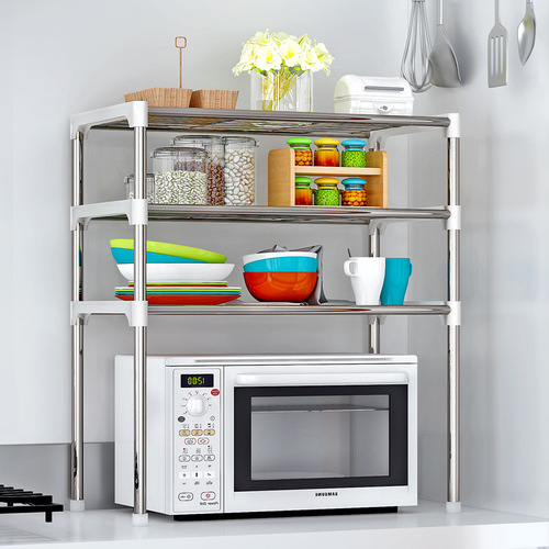 Solno Home Large Practical Floor-standing Iron Kitchen and Bathroom Shelf Partition Storage Rack 3 Shelves