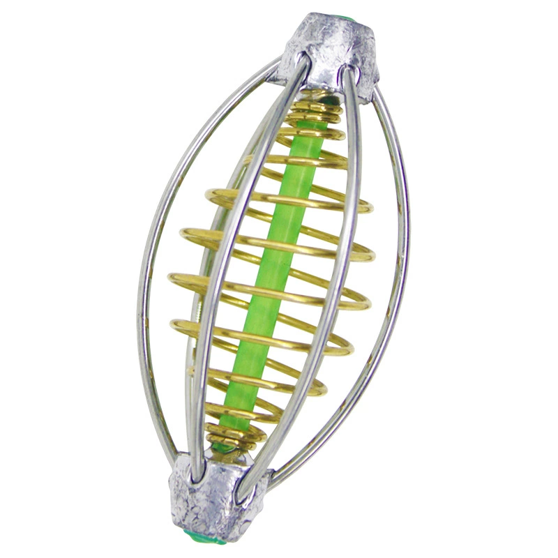 "Leading cage with spring explosion hook bait bait with pearl fishing lanterns falling new fishing method iron wire bait cage" -> Russian