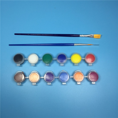 Children's graffiti acrylic paint set 12 colors with two pen paints wooden small production paint paint wholesale