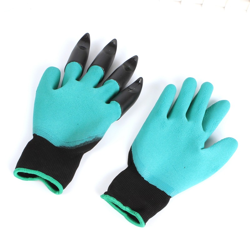 新品热销园林手套花园种花塑料爪子园艺手套挖土松土乳胶手套现货