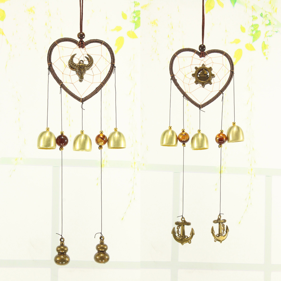 Attrape-rêves créatif, carillon éolien en métal, ornement en forme de cloche et de cœur, pendentif animal, décoration intérieure, cadeau artisanal, transfrontalier_voghion.com