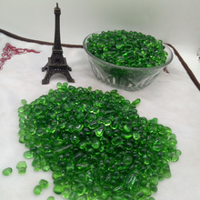 【500克】綠色琉璃碎石5-7mm室內裝飾人造碎石材料琉璃散珠