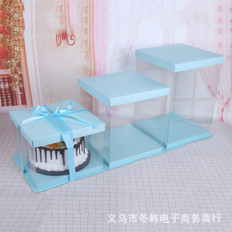 透明生日蛋糕盒方形塑料蛋糕包装盒男神单层双层芭比创意包装烘培