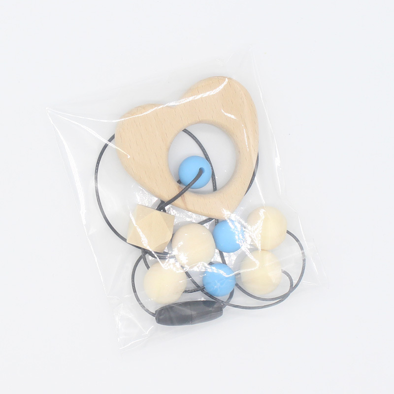 Mordedor bebé collar bebé cuentas de silicona de madera masticar mordida pegamento niños molar joyería colgante collar