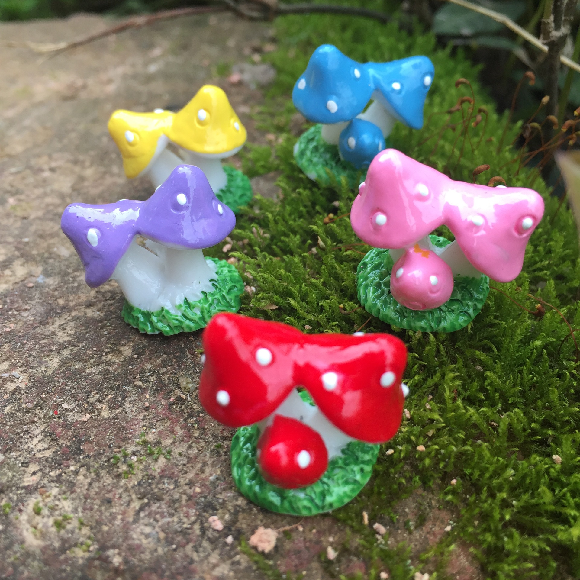 微景观树脂摆件蘑菇丛ZAKKA货迷你树脂小摆件树脂DIY小装饰品