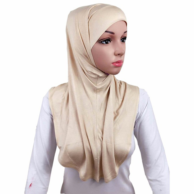 穆斯林头巾纯色阿拉伯两件套盖头 义乌穆斯林工厂详情5