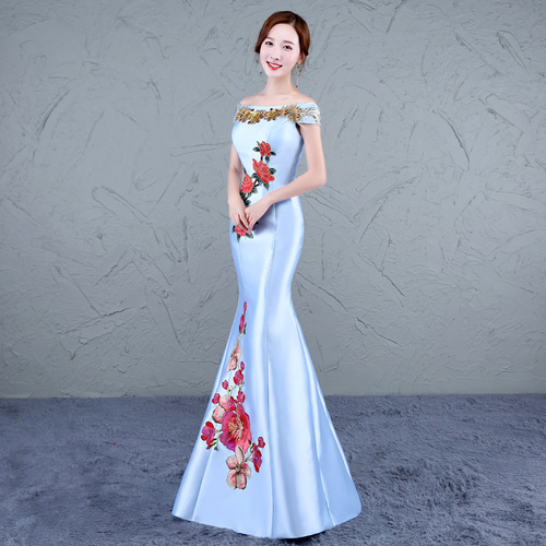 Evening Dresses cocktail party banquet dress vestido de banquete de cóctel Fishtail dinner party retro cheongsam dress sexy evening dress