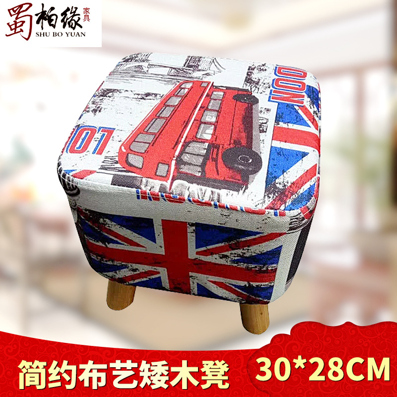 simple and easy household Fabric Stool Home Furnishing a living room bedroom Simplicity Small apartment apply Stool Wooden feet