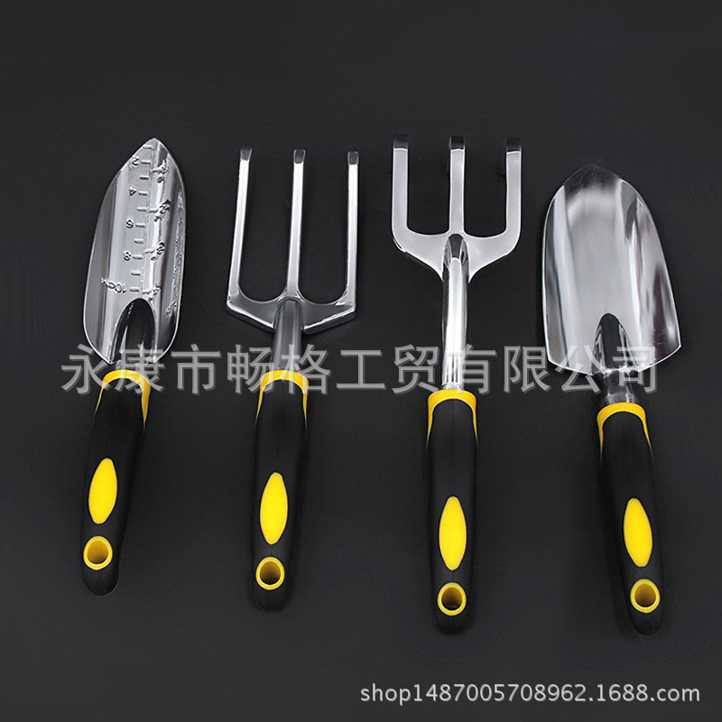 批发花园工具套装铝合金园林工具四件套园艺工具硅胶双色手柄