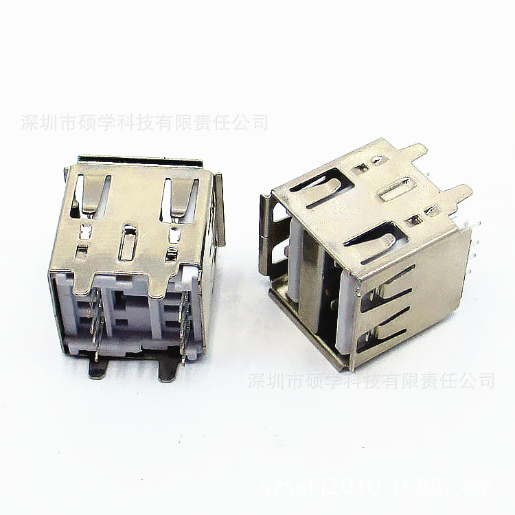 现货 双USB母座 直插10.0/10.5/14.2/17.0白胶卷口双层USB连接器-阿里巴巴