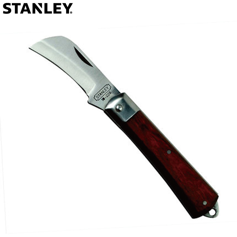 史丹利 红木手柄 锰钢弯刃电工刀 多功能刀 10-226-23|ru