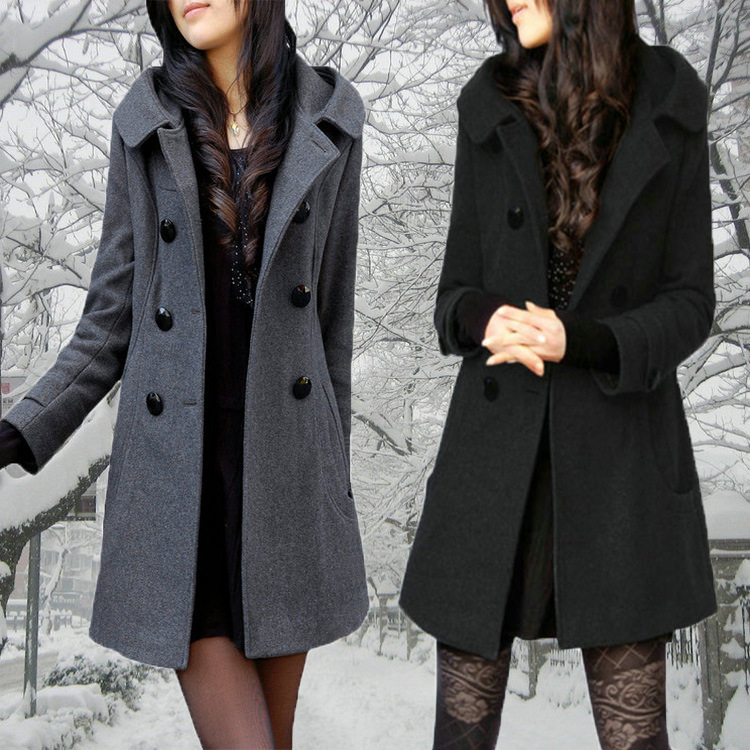 2017秋冬の新型の中の長いダブルボタンは帽子のコートと太って毛を厚くします。コートは太っています。