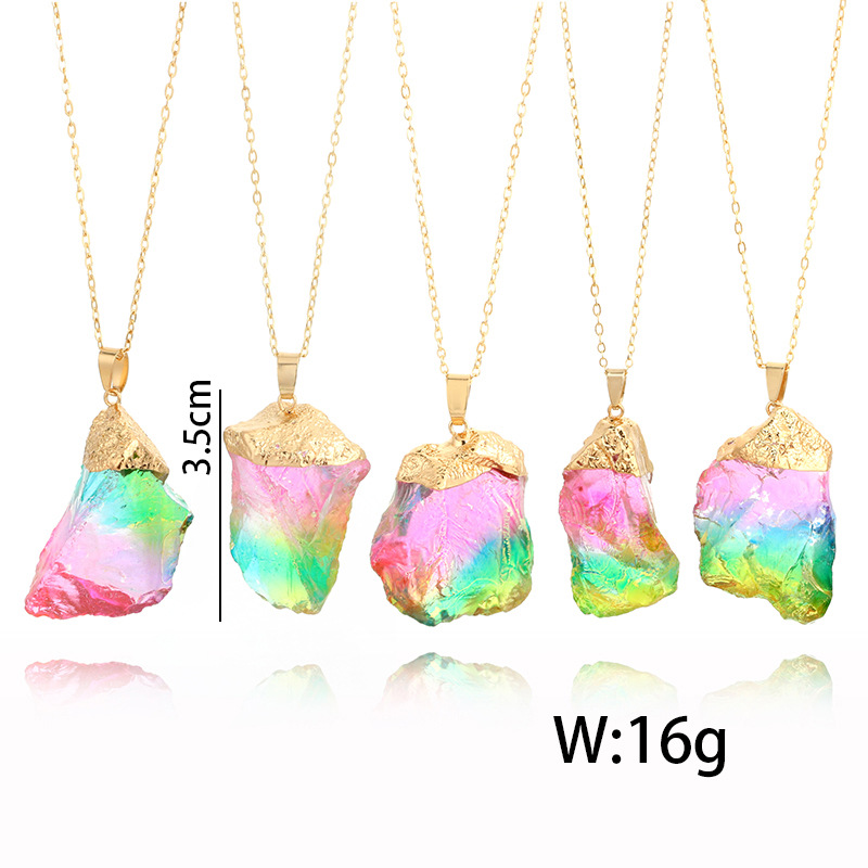 Seven color natural stone transparent candy color rainbow color stone necklace NHGY131583picture4