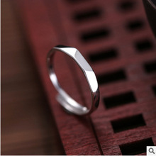 新款s925純銀女式開口戒指 日韓國菱形多面幾何形指環飾品批發