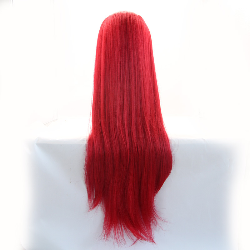 NEWLOOK W1122 impresionante estilo rojo pelucas de cabello largo recto peluca de encaje peluca de enseñanza