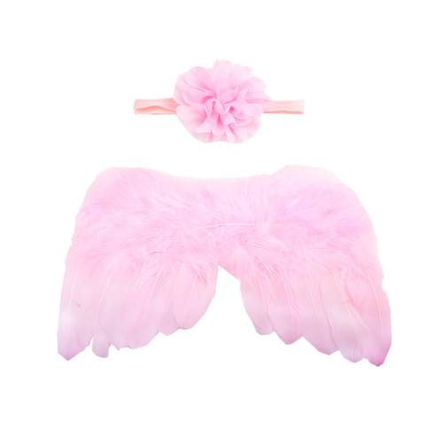 European and American baby angel wings pointed flower headband set children's photo props feather headband wholesale