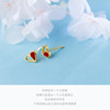 Fresh golden cute earrings heart shaped, silver 925 sample, Korean style