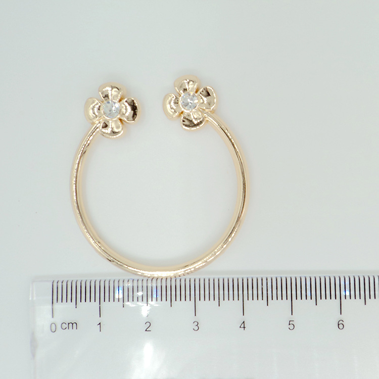 环保电镀 合金金属 泳装五金两头花朵装饰镶钻U型扣 泳衣u字扣