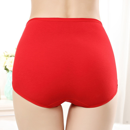 Year of the Zodiac red underwear, bronzing printed red high-waisted underwear, festive red koi print underwear wholesale
