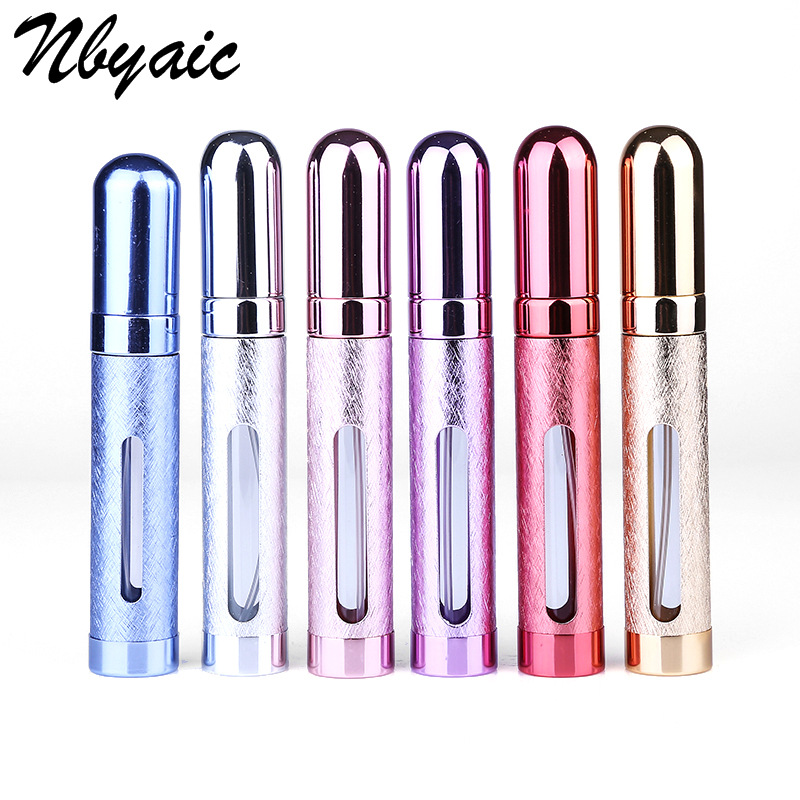 En stock bala J017-12ml de aluminio de cabeza redonda botella de spray de perfume lápiz labial tubo de perfume botella vacía de vidrio