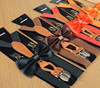 Trousers for adults, bow tie, multicoloured set, universal suspenders suitable for men and women