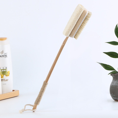 Natural Wooden Body loofah bristles Brush 丝瓜络猪鬃毛洗澡刷|ms