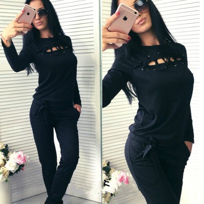 Autumn new long-sleeved sweater two-piece casual sportswear suit