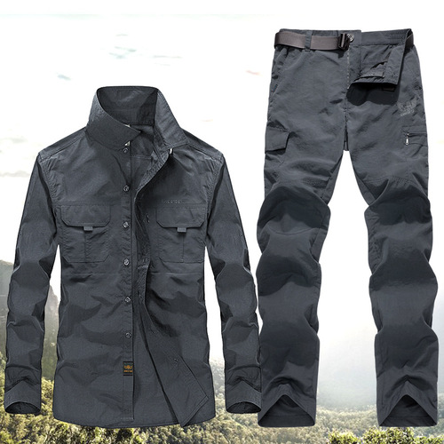 Spring and autumn quick-drying trousers suit for men, large size outdoor mountaineering clothing, security training clothing, overalls
