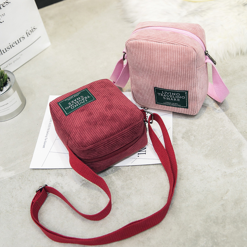 韩国灯芯绒复古百搭日系女原宿文艺可爱迷你小包手机包单肩斜跨包