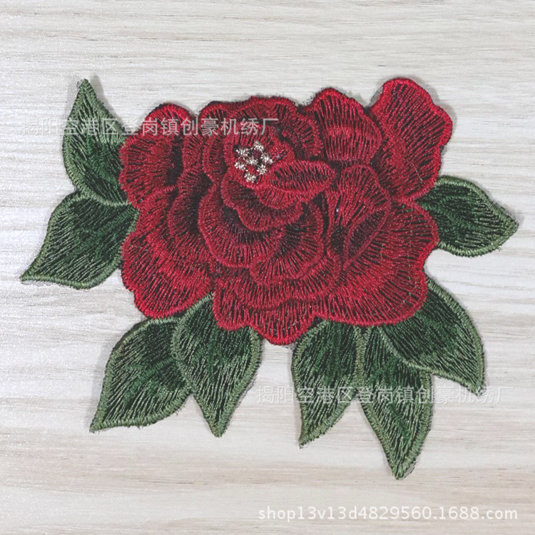 创豪绣品 厂家直销 多层立体绣花 彩色水溶刺绣 衣服配饰量多优惠