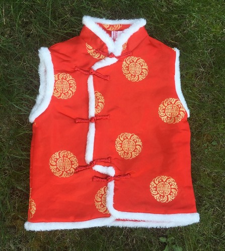 Children's clothing for boys and girls Tang suit cotton vest winter Chinese style plate buckle raw edge warm cotton vest New Year's Day performance clothing