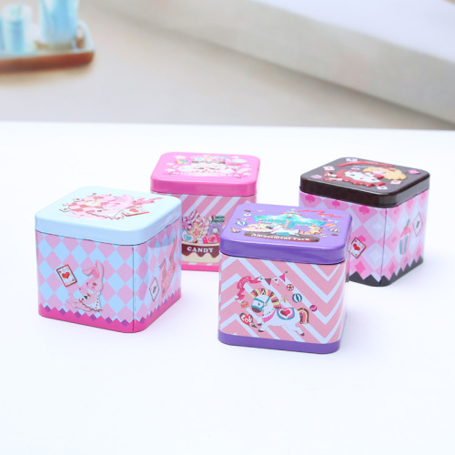 Creative Square Embossed Storage Box, Tin Cartoon Packaging Box, Metal Accessory Packaging Tin Box