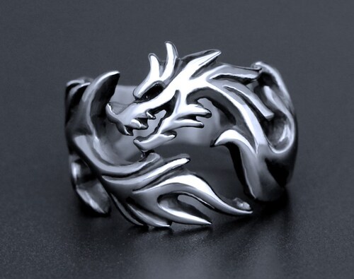 Korean style personalized domineering dragon ring men's dragon pattern ring fashion retro alloy ring trendy men's punk jewelry