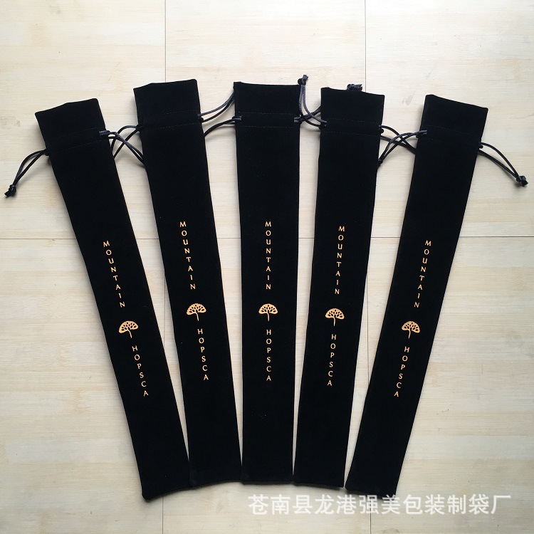 厂家供应长款黑色绒布袋束口袋 扇子布袋 扇子包装袋束口袋