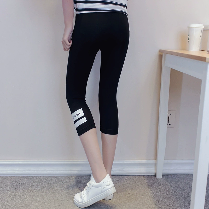 Летние платья материнства Slim-Fit беременных женщин леггинсы Stretch Fit Капри леггинсы Регулируемые живота поддержки леггинсы