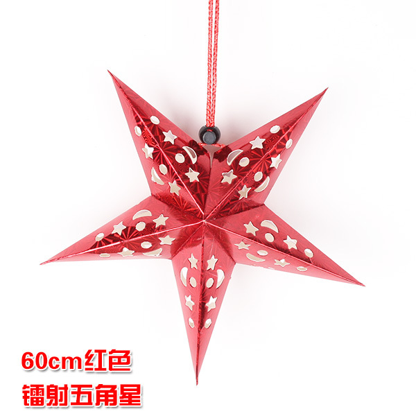 En stock vacaciones celebración decoración tridimensional láser Navidad estrella de cinco puntas techo decoración papel estrella escena pantalla