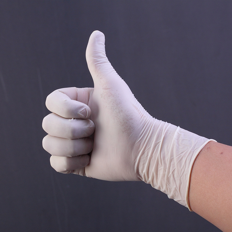 食品级实验室乳胶橡胶手套 一次性无粉乳胶检查手套