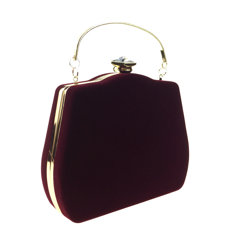 Túi clutch nữ dạ tiệc nhung hình quả bầu đính đá hộp cứng kèm dây xích — Màu đỏ, Màu đỏ rượu, Màu tím, Màu xanh lam chi tiết 20