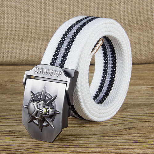 Manufacturer automatic buckle belt skull thickened canvas belt wholesale men's belt casual pants belt